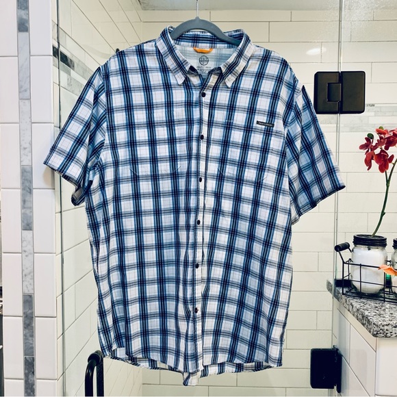 Field & Stream Blue/White Plaid Short Sleeve Fishing Shirt Sz. XXL - Picture 1 of 9
